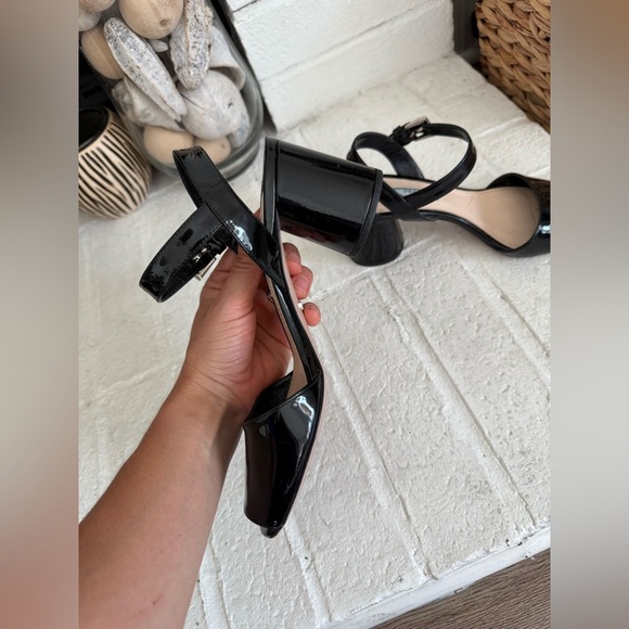 PRADA Round Heel Ankle Strap Slingback Sandal Shoe 36 - 5.5 Black Patent - Picture 10 of 14